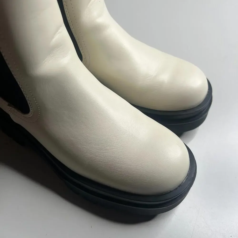 Shoedazzle Platform‎ Chelsea Boots Ivory Black 7.5 - Picture 3 of 11
